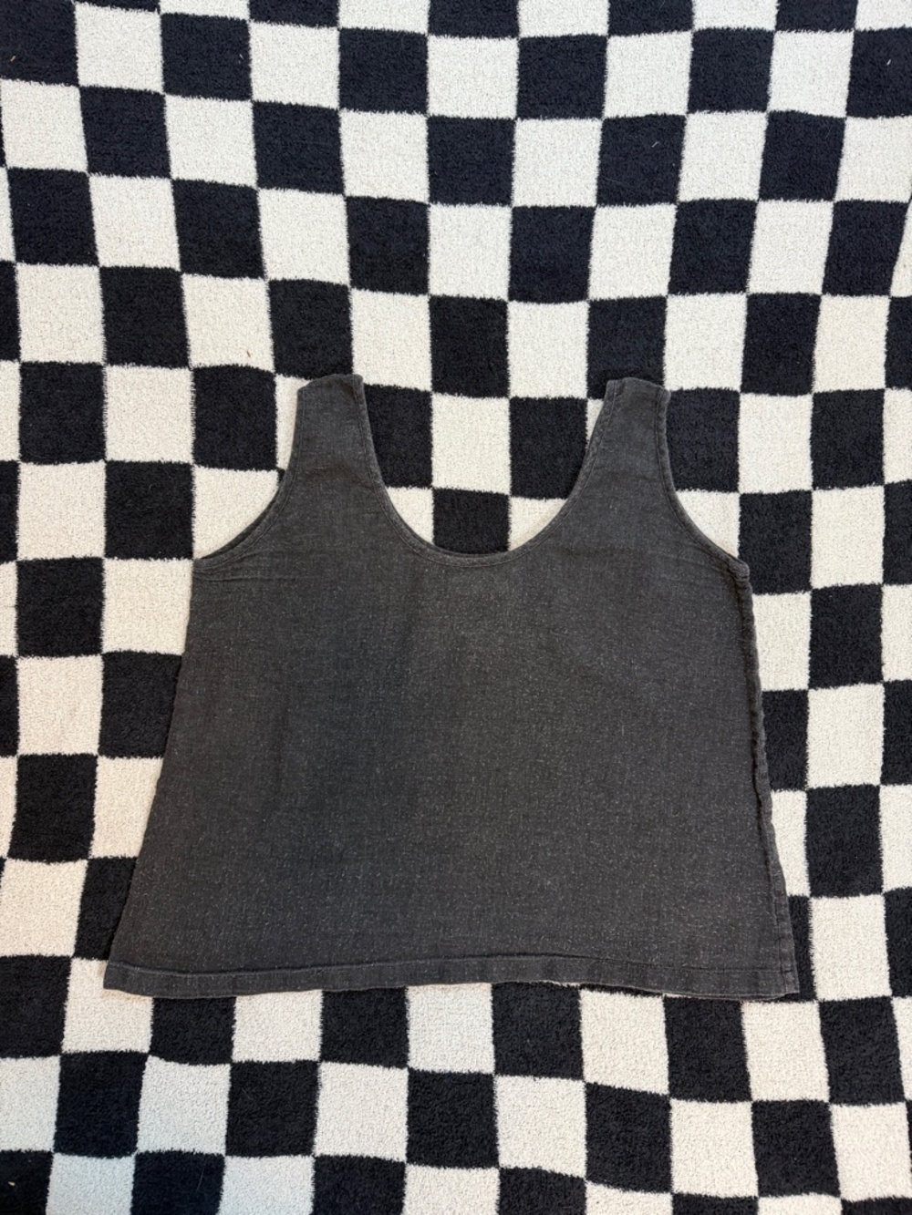 revisted washed black tank top one size fits all 100% jute